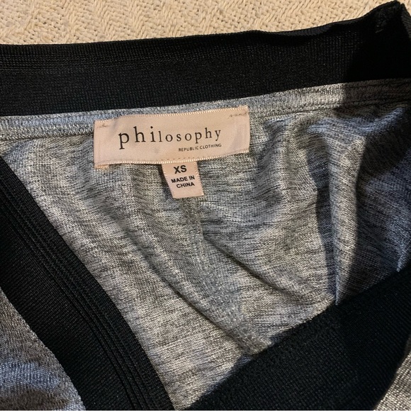 Philosophy metallic sleeveless tunic top silver & grey marled V-neck long flowy - Picture 4 of 13